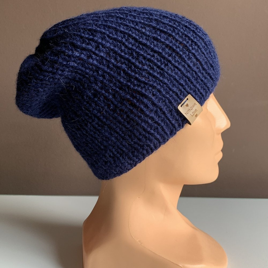 KIARA Beanie-Mütze aus 100% Alpaka 5575 Dunkelblau