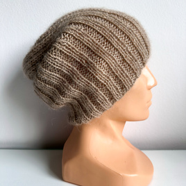 MARGARET – czapka beanie z alpaki i moheru damska 2020/54 Piaskowy jasny