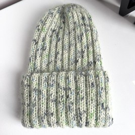 DAISY – czapka beanie handmade baby merino + moher i jedwab 467 Kaktus