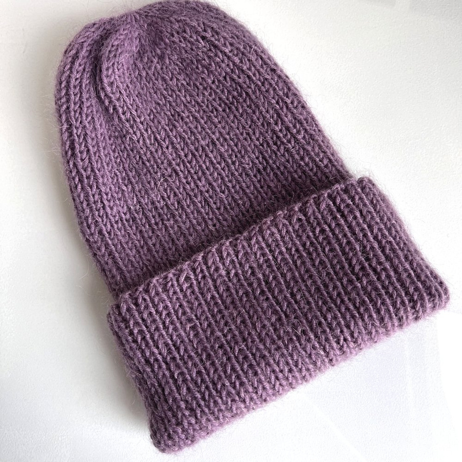 AUREA – ręcznie robiona czapka beanie baby merino + moher i jedwab damska dziecięca 40/05 Ametyst