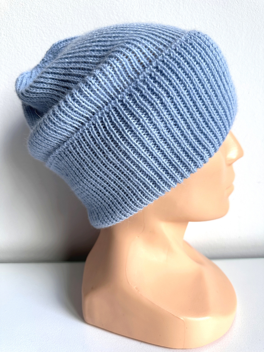 HELEN Turn-Up Beanie 100% Alpaca 6205 Blue
