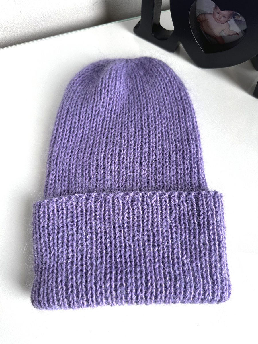 AUREA – ręcznie robiona czapka beanie baby merino + moher i jedwab dziecięca/damska 14/11 fioletowy