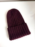 LAURIN Turn-Up Beanie 100% Alpaca 9044 ciemne winogrona