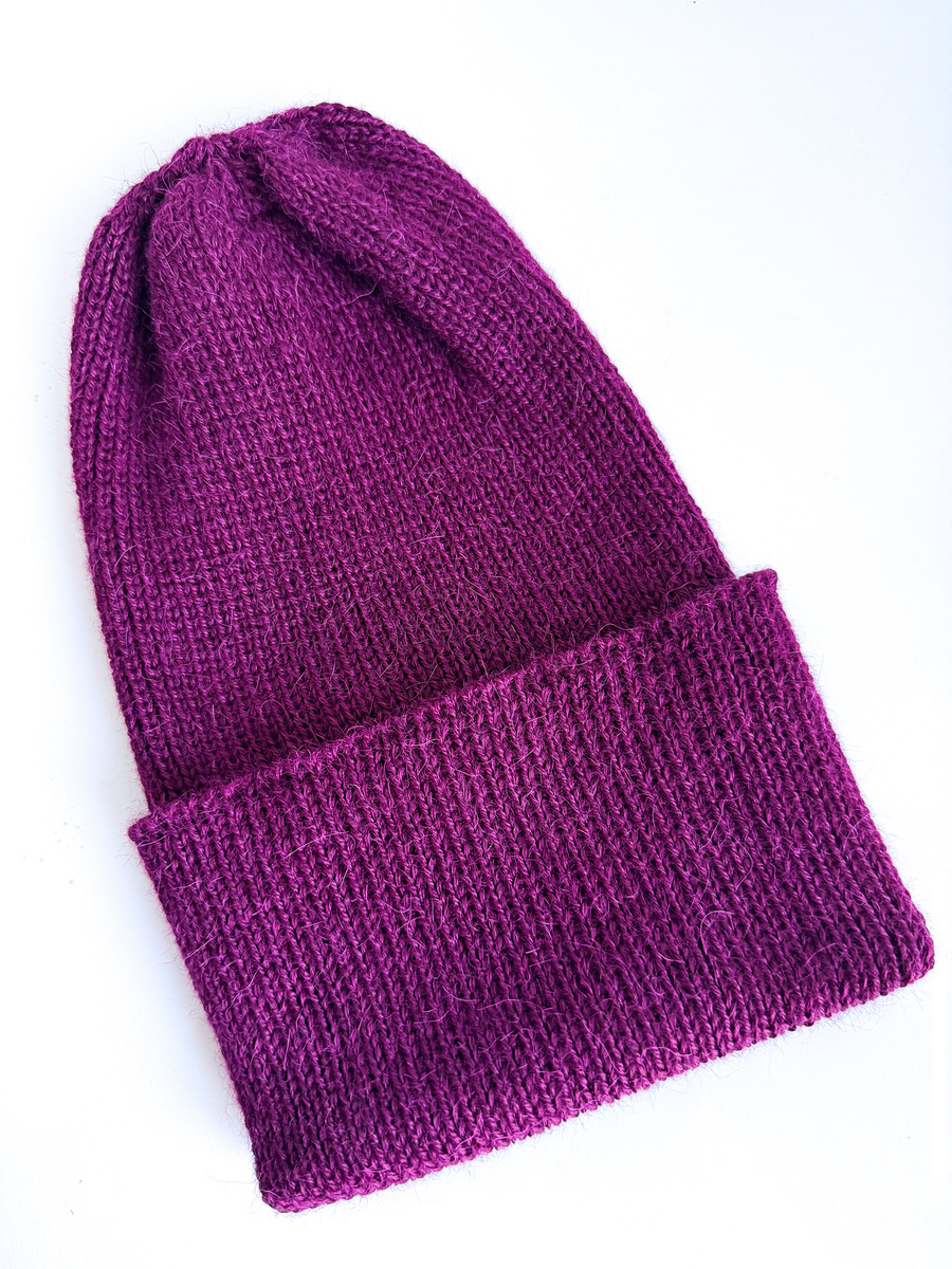 Czapka wywijana HELEN 100% Alpaka 9045 rubinowy