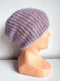 AUREA – ręcznie robiona ciepła czapka merino beanie damska 60 Lawendowy Szron