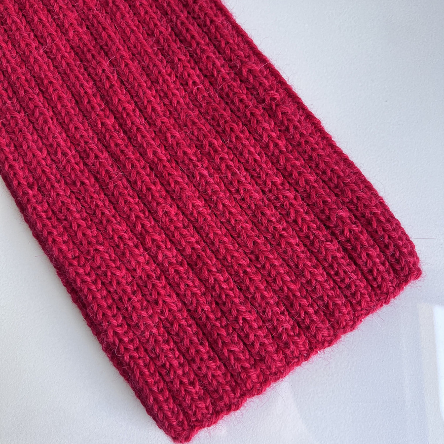 LAURIN – czapka z alpaki 100% beanie 3620 czerwony zimowa ręcznie robiona