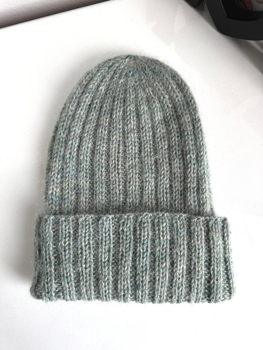 DAISY – czapka beanie handmade baby merino + moher i jedwab Szałwia