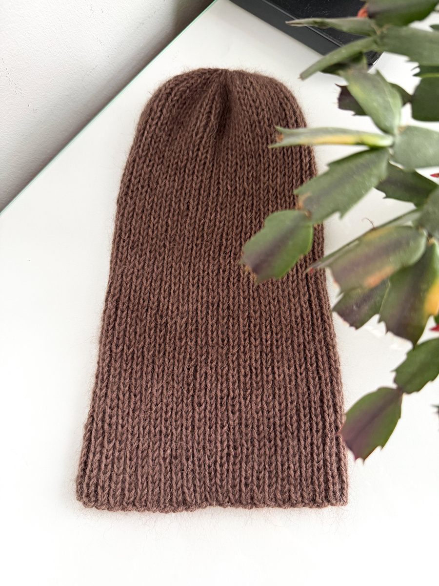 AUREA – czapka merino damska/dziecięca zimowa 62/15 średni brąz