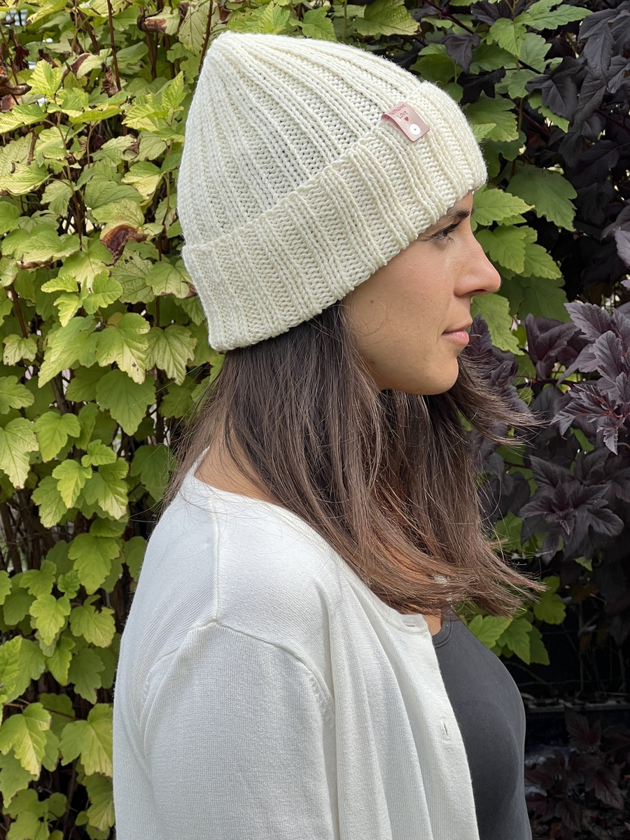 HELLI – czapka zimowa merino beanie 100% Baby Merino 02 Ecru