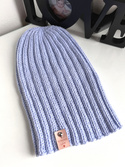 HELLI – czapka zimowa damska beanie z wełny baby merino 24 Jasnobłękitny