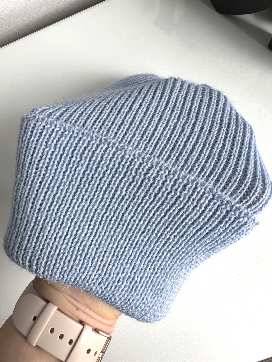 Czapka wywijana HELEN 100% Alpaka 6205 błękitny