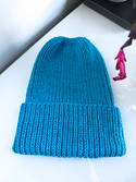 NANA – czapka wywijana beanie z wełny baby merino 32 turkusowy