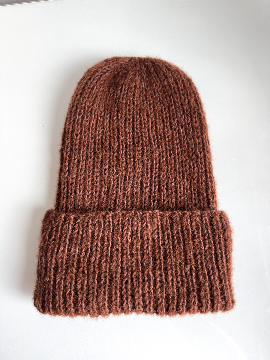 MORGANA – czapka damska handmade alpaka + jedwab + merino 52/38 Czekolada