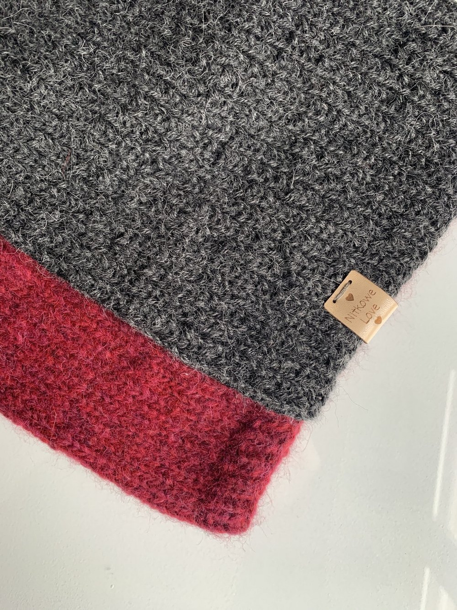 KIARA – czapka beanie z alpaki 100% 506 ciemny szary uniwersalna jesienno‑zimowa