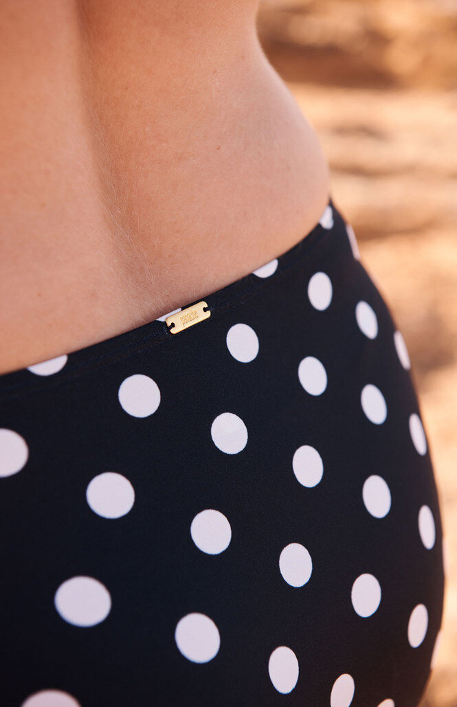 Figi kąpielowe Panache Swim ANYA RIVA SPOT SW1456 Gather Bikini Bottoms Navy/Vanilla