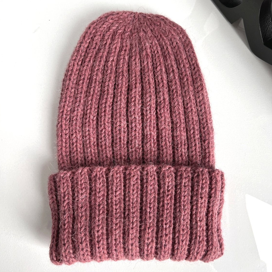 LAURIN Turn-Up Beanie 100% Alpaca 9024 ciemny blush