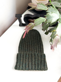 LAURIN Turn-Up Beanie 100% Alpaca 7815 Leśny mix zielony