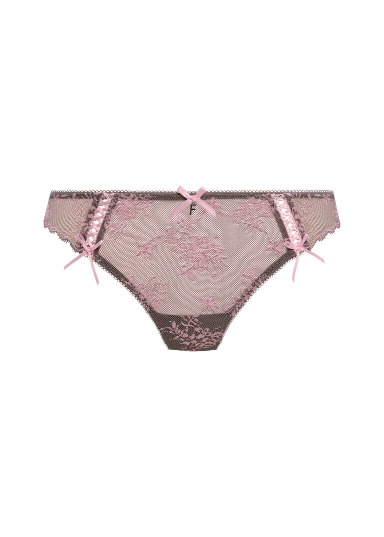 KOMPLET - Biustonosz Freya OFFBEAT DECADENCE AA402501GIN Uw Side Support Bra Grey / Pink + brazyliany (34DD + L)