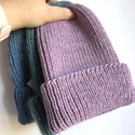NANA – czapka beanie wywijana z wełny baby merino 39 Fioletowa Orchidea