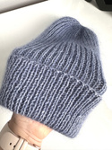 AUREA – ręcznie robiona czapka beanie baby merino + moher i jedwab 37/39 Jasna Lawenda
