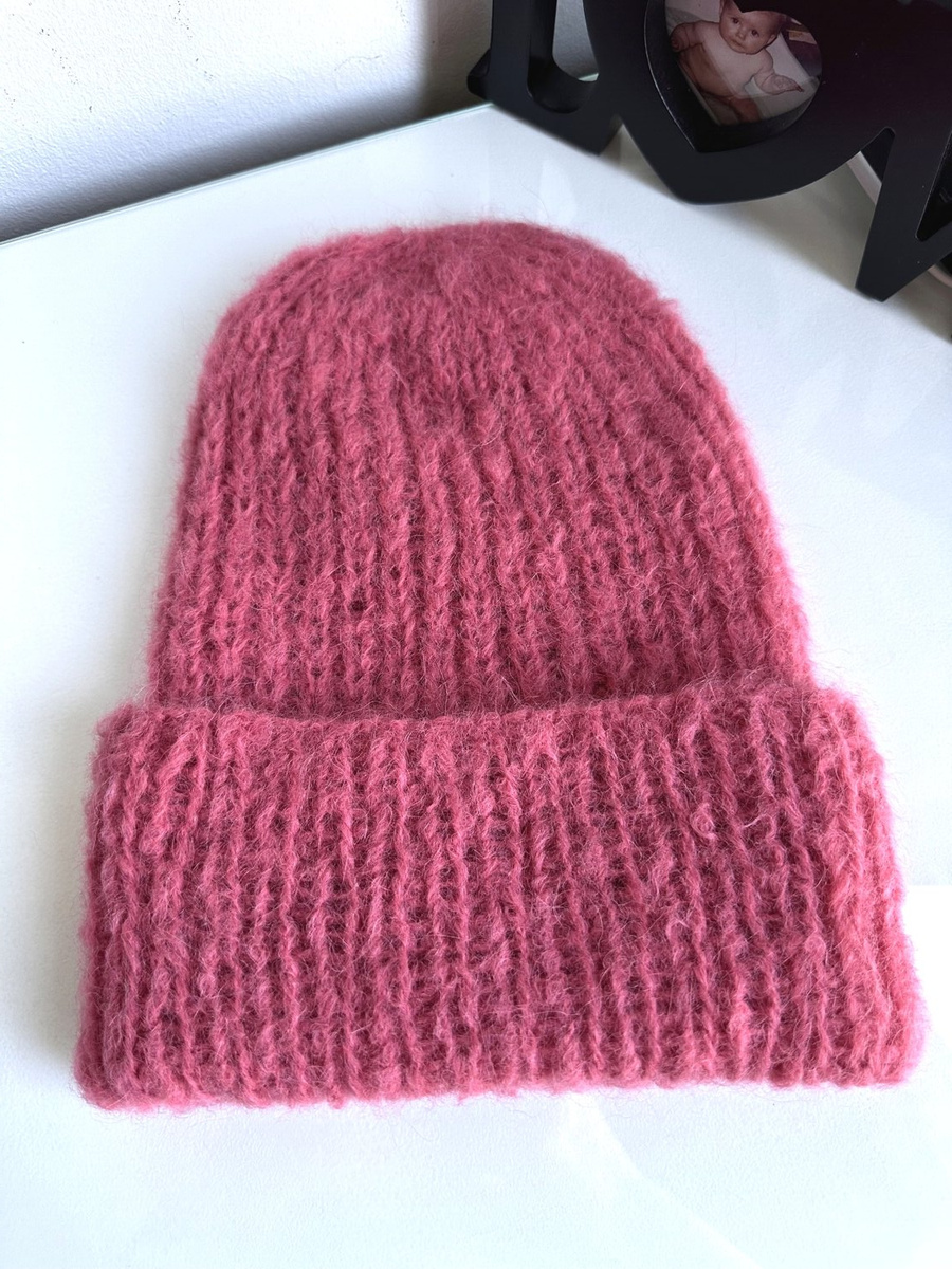 Ręcznie robiona czapka damska WATA CUKROWA Alpaka z Merynosem 13 Różowy