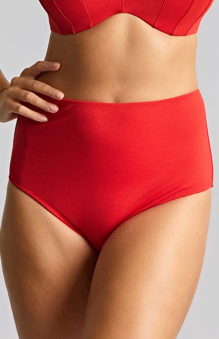 Majtki kąpielowe z wysokim stanem Panache Swim AURORA SW2035A High Waist Bikini Bottoms Aurora Red