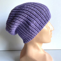 NANA – czapka beanie z wełny baby merino 14 fioletowy, jesienno-zimowa