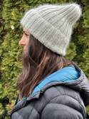 MIRA – ręcznie robiona ciepła czapka beanie merino + moher i jedwab 05 Jasny Szary