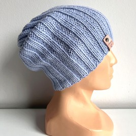 HELLI – czapka zimowa damska beanie z wełny baby merino 24 Jasnobłękitny