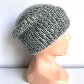 AUREA – ręcznie robiona czapka beanie baby merino + moher i jedwab dziecięca/damska 50/34 Zielona Szałwia