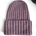 Ręcznie robiona Czapka wywijana LAURIN 100% Alpaka 3800 Fiołkowo Różowy