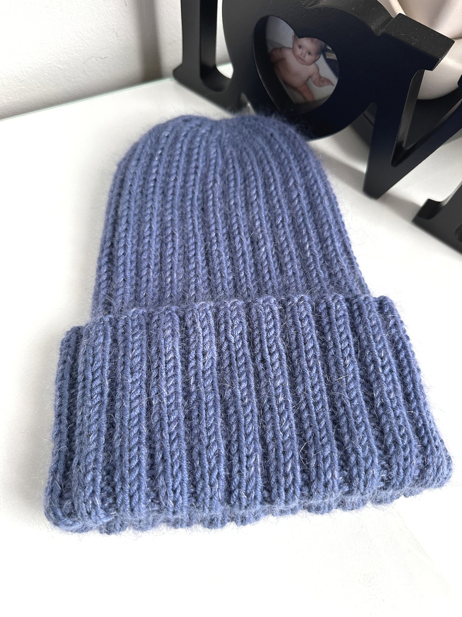 MIRA – ręcznie robiona ciepła czapka beanie merino + moher i jedwab 13 dżins