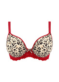 Biustonosz Freya CHERISH ME AA404031REO Uw Moulded Plunge T-shirt Bra Red Leopard