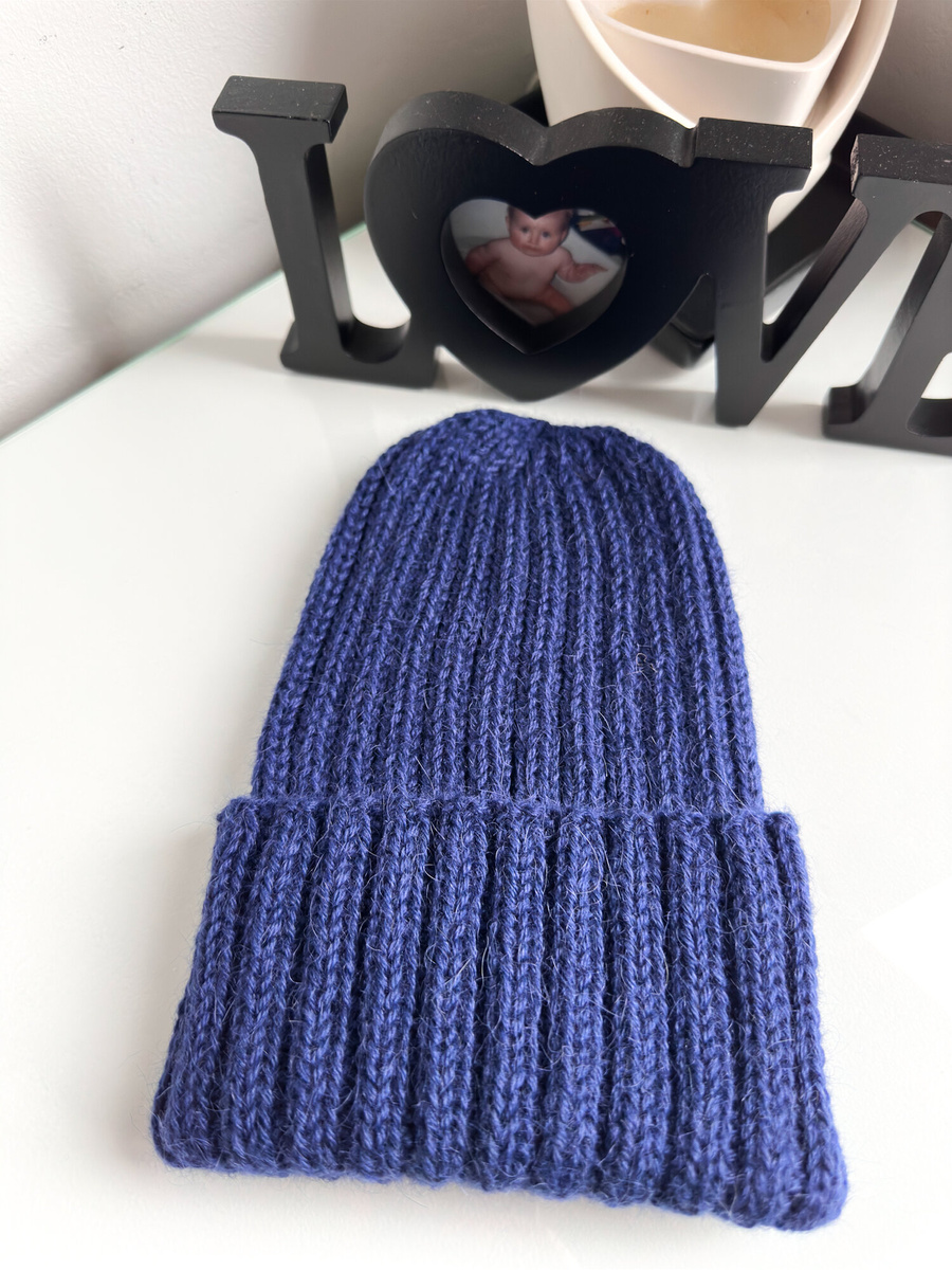LAURIN Turn-Up Beanie 100% Alpaca 5575 Navy