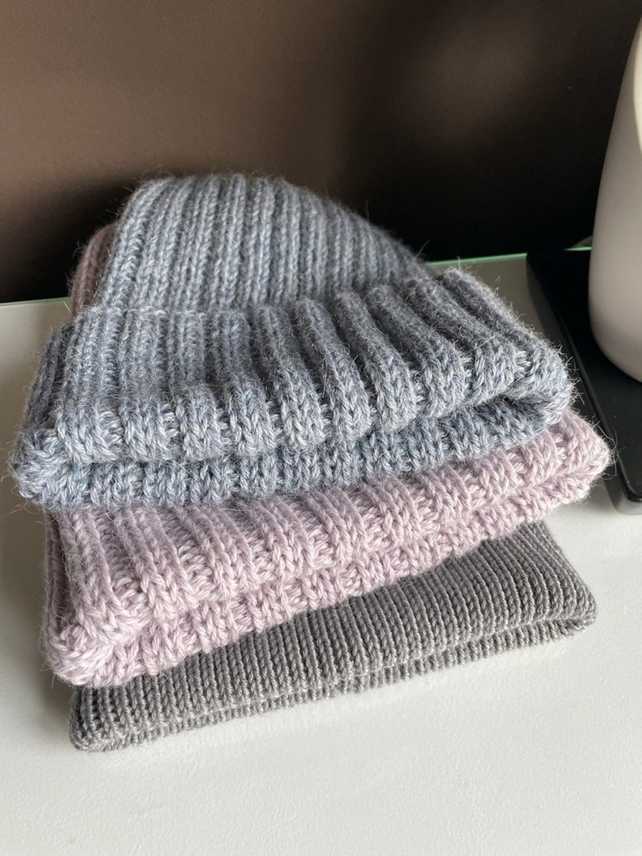LAURIN Turn-Up Beanie 100% Alpaca 9021 Mgła zimowa