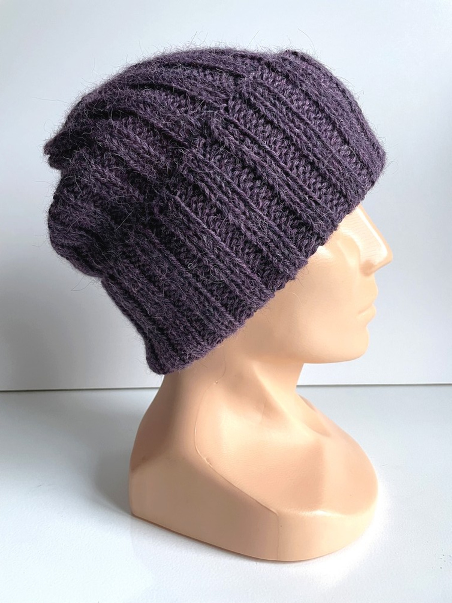 LAURIN Beanie 100% Alpaca 9023 Fioletowa Mgiełka