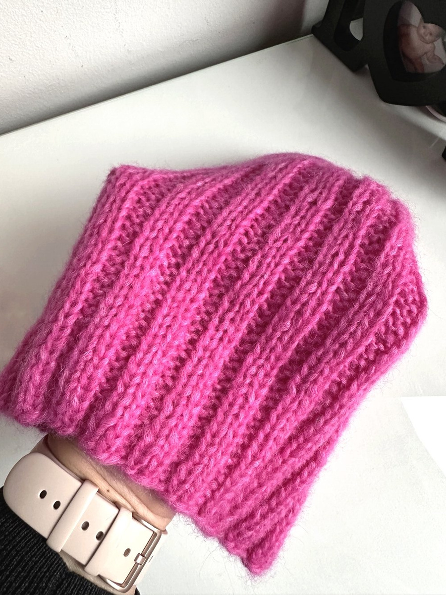 Ciepła czapka ręcznie robiona CHMURKA 2.0 Alpaka 39 Magenta