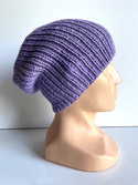 NANA – czapka beanie z wełny baby merino 14 fioletowy, jesienno-zimowa