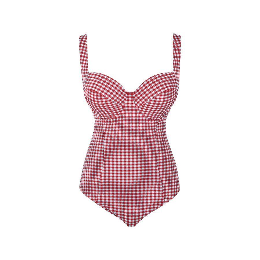 Strój kąpielowy jednoczęściowy Panache GINGHAM SW1720A PALOMA Balcony Swimsuit Red Gingham