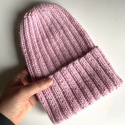Czapka wywijana zrobiona ręcznie LAURIN 100% Alpaka 3140 Jasny Róż