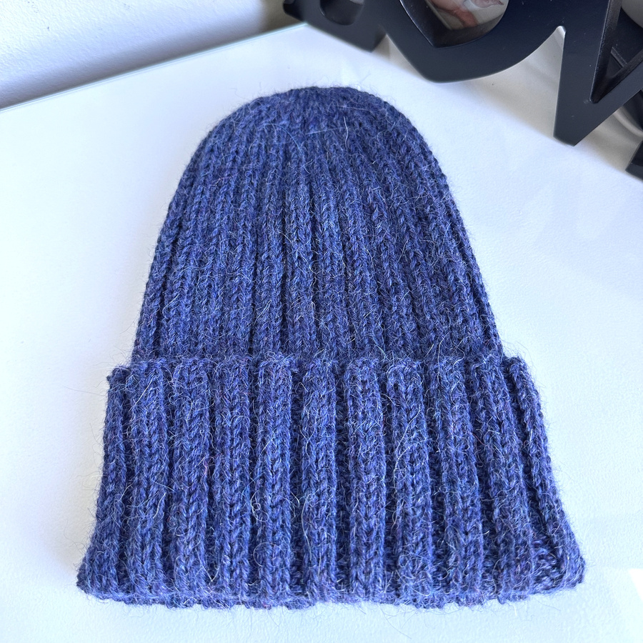 LAURIN Turn-Up Beanie 100% Alpaca 6360 Nocne niebo