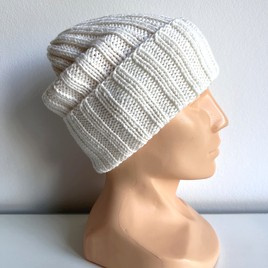 HELLI – czapka merino wywijana 100% Baby Merino 01 biały, jesienno-zimowa unisex