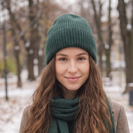 MAREN Kaschmirmütze mit Umschlag 100% 624 Bosco Nitkowe Love
