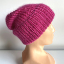 AUREA – ręcznie robiona czapka beanie baby merino + moher i jedwab damska/dziecięca 08/13 fuksja