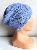 Ciepła czapka ręcznie robiona CHMURKA Alpaka 36 jasnoniebieski