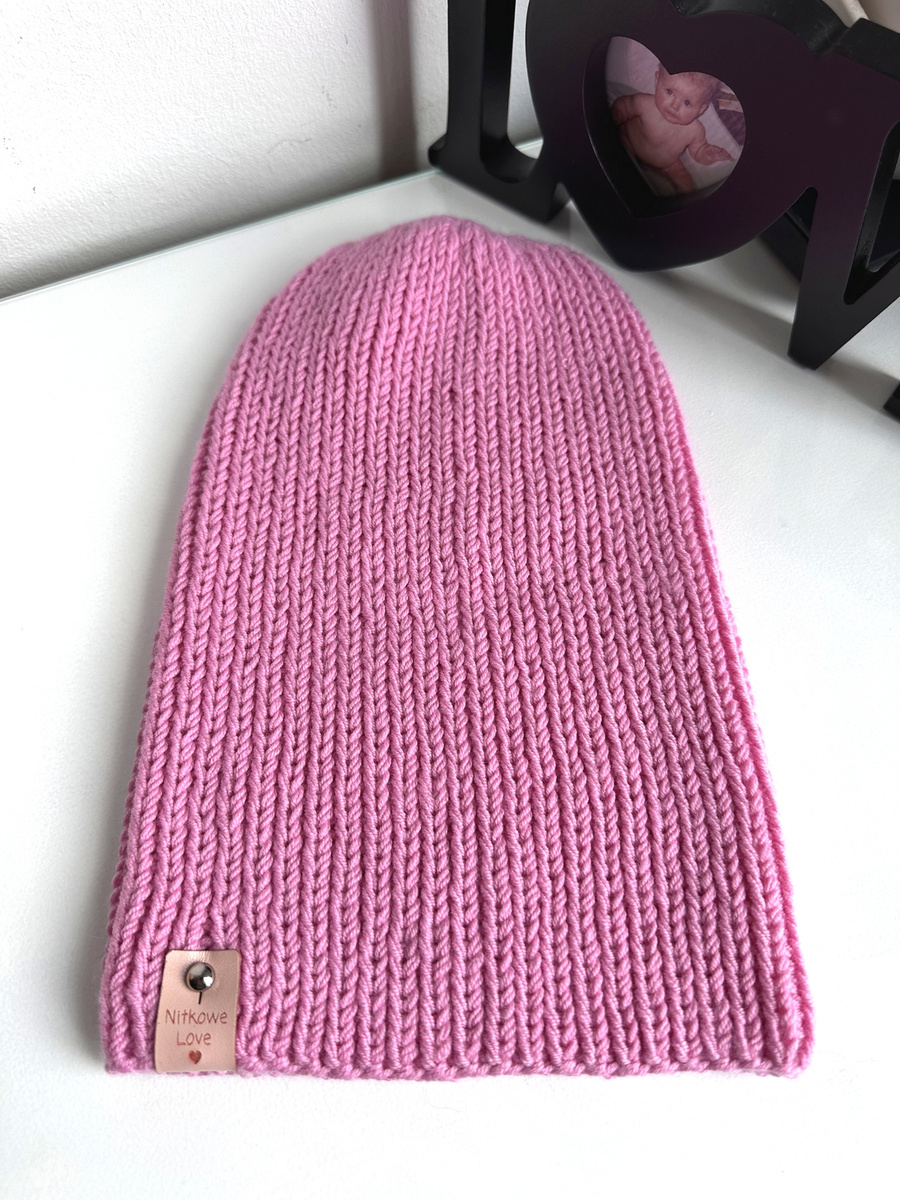 NANA – czapka beanie z wełny merino 100% Baby Merino 07 Różowy