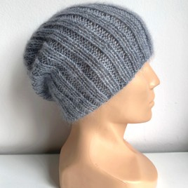 MARGARET – czapka beanie damska alpaka + moher jedwab 9021/06 Mgła