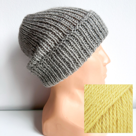 KIARA Turn-Up Beanie 100% Alpaca 9028 tarta cytrynowa Winter