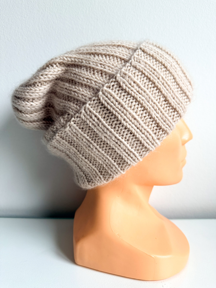 Ręcznie robiona czapka beanie MIRA 100% Merino plus moher i jedwab 13 dżins