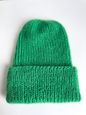 AUREA – ręcznie robiona czapka beanie baby merino + moher i jedwab dziecięca/damska 31/48 jaskrawozielony